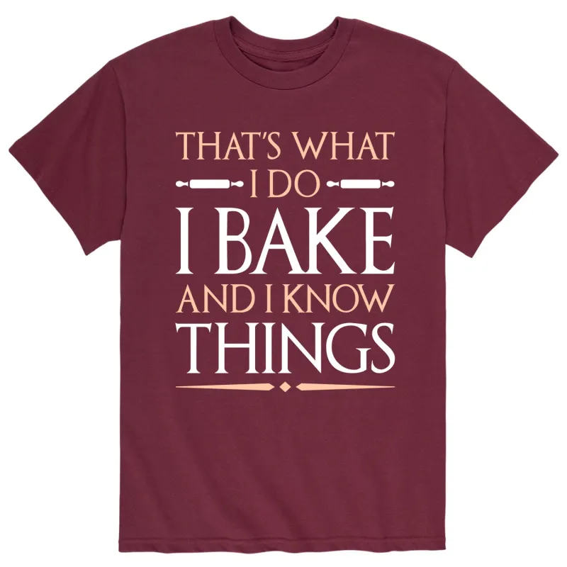 Instant Message - I Bake and I Know Things - Men's Short Sleeve Graphic T-shirt sold by Zulily