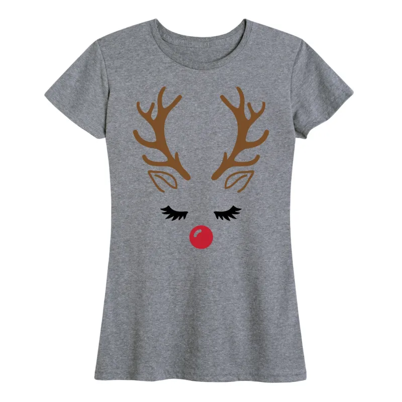 Instant Message - Reindeer Face - Women's Short Sleeve Graphic T-shirt sold by Zulily