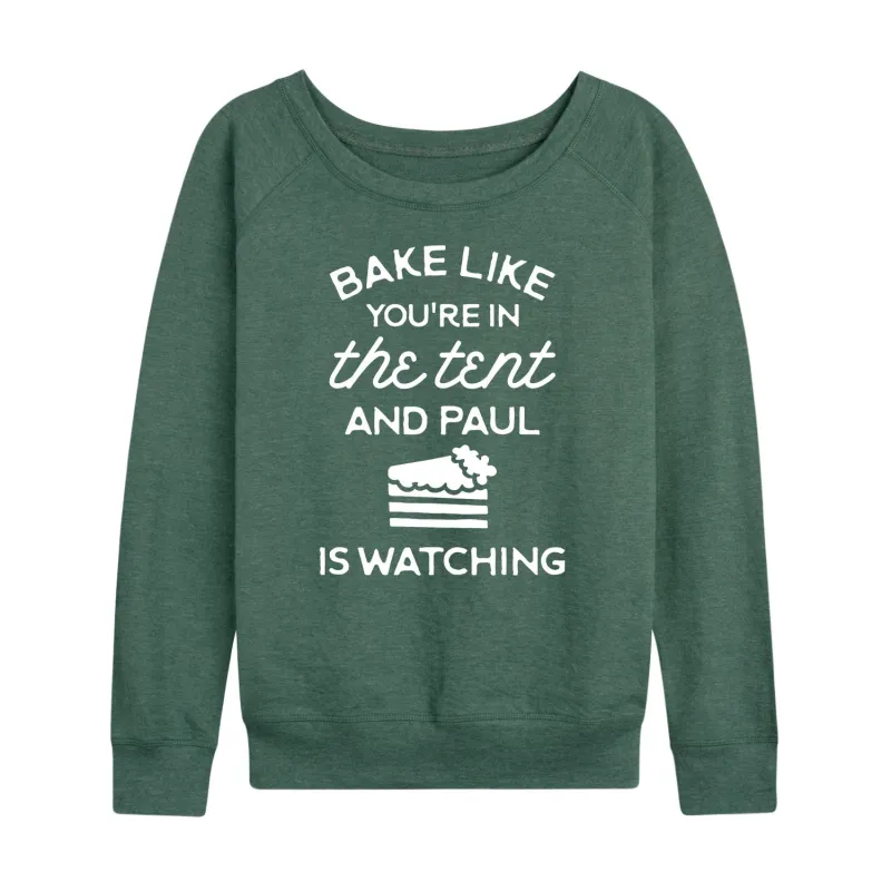 Instant Message - Bake like You're in the Tent - Women's French Terry Long Sleeve Pullover sold by Zulily