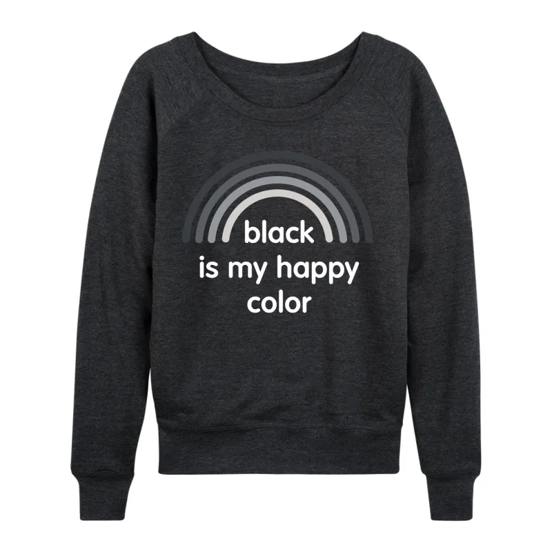 Instant Message - Black Happy Color - Women's French Terry Long Sleeve Pullover sold by Zulily