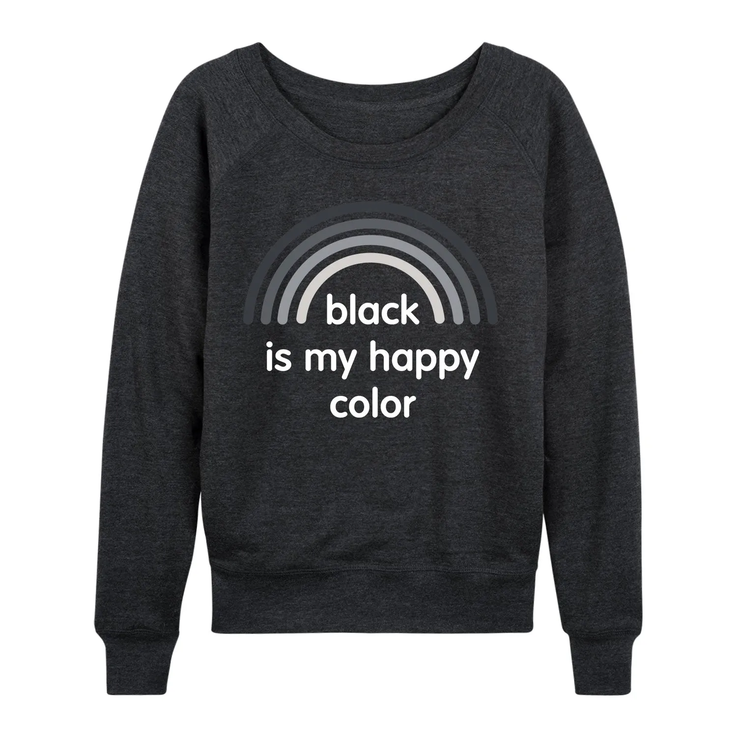 Instant Message - Black Happy Color - Women's French Terry Long Sleeve Pullover sold by Zulily