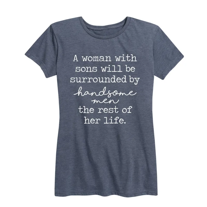 Instant Message - A Woman With Sons - Women's Short Sleeve Graphic T-shirt sold by Zulily