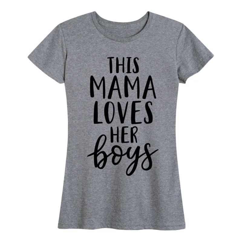 Instant Message - This Mama Loves Her Boys - Women's Short Sleeve Graphic T-shirt sold by Zulily