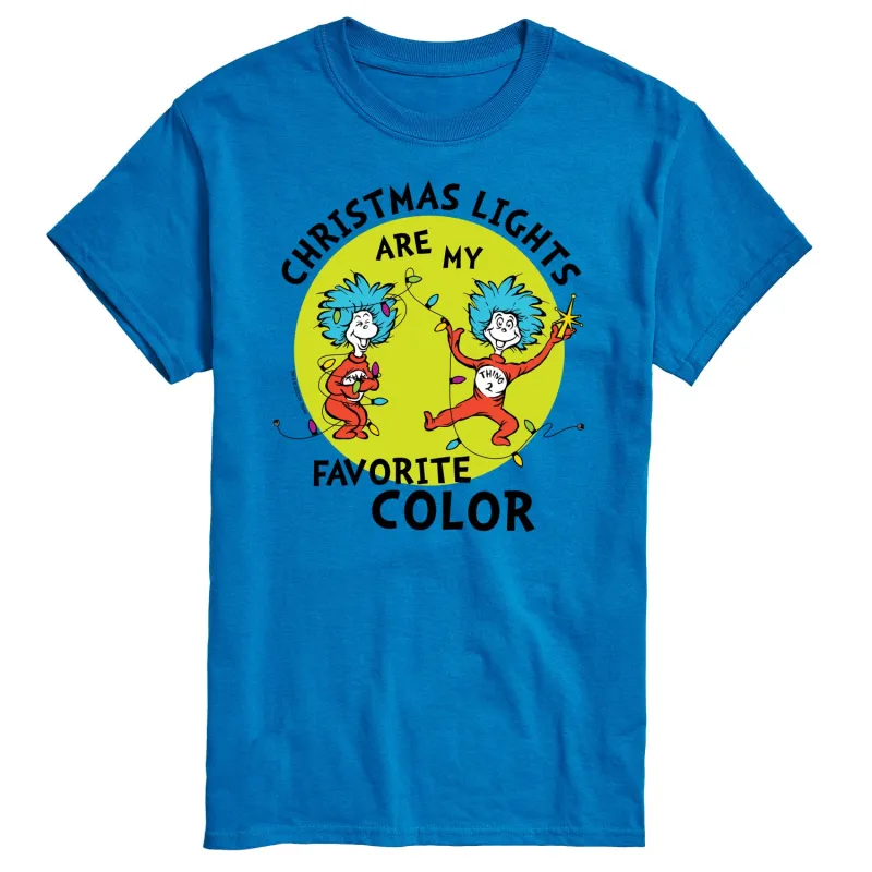 The Cat in the Hat - Christmas Lights Are My Favorite Color - Men's Short Sleeve Graphic T-Shirt sold by Zulily