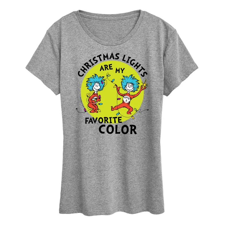 The Cat in the Hat - Christmas Lights Are My Favorite Color - Women's Short Sleeve Graphic T-Shirt sold by Zulily