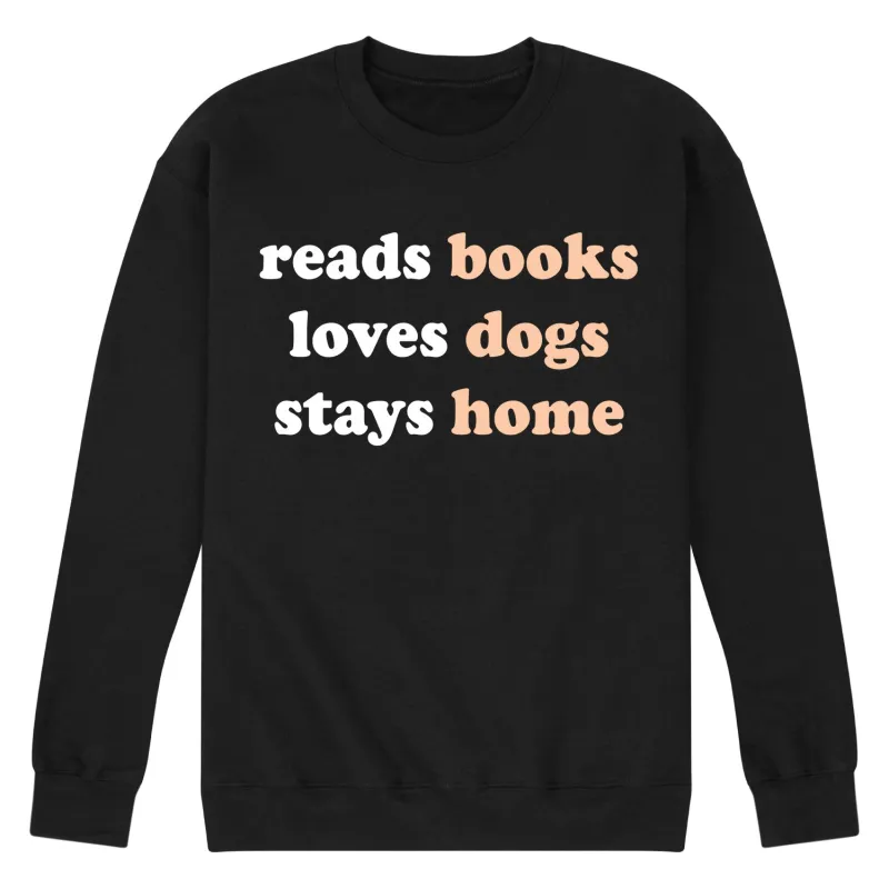 Instant Message - Books Dogs Home - Men's Long Sleeve Crew Fleece Sweatshirt sold by Zulily
