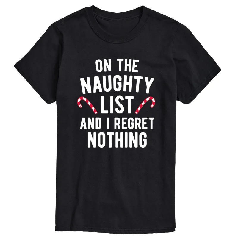 Instant Message - On the Naughty List I Regret Nothing - Men's Short Sleeve Graphic T-shirt sold by Zulily