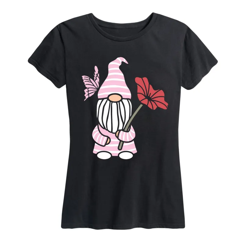 Instant Message - Gnome with Poppies - Women's Short Sleeve Graphic T-shirt sold by Zulily