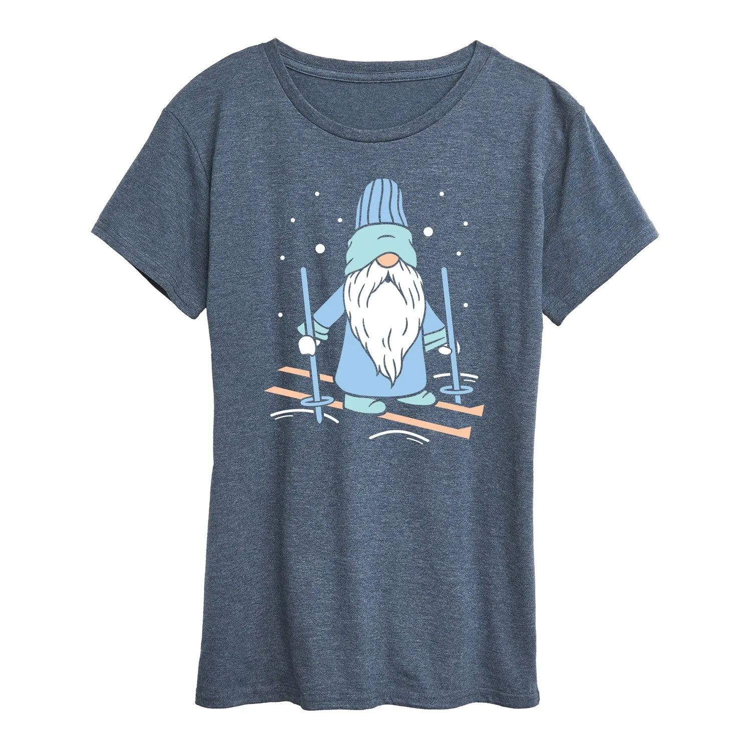 Instant Message - Skiing Gnome - Women's Short Sleeve Graphic T-shirt sold by Zulily