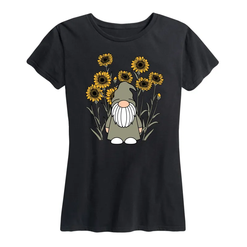 Instant Message - Sunflower Gnome - Women's Short Sleeve Graphic T-shirt sold by Zulily
