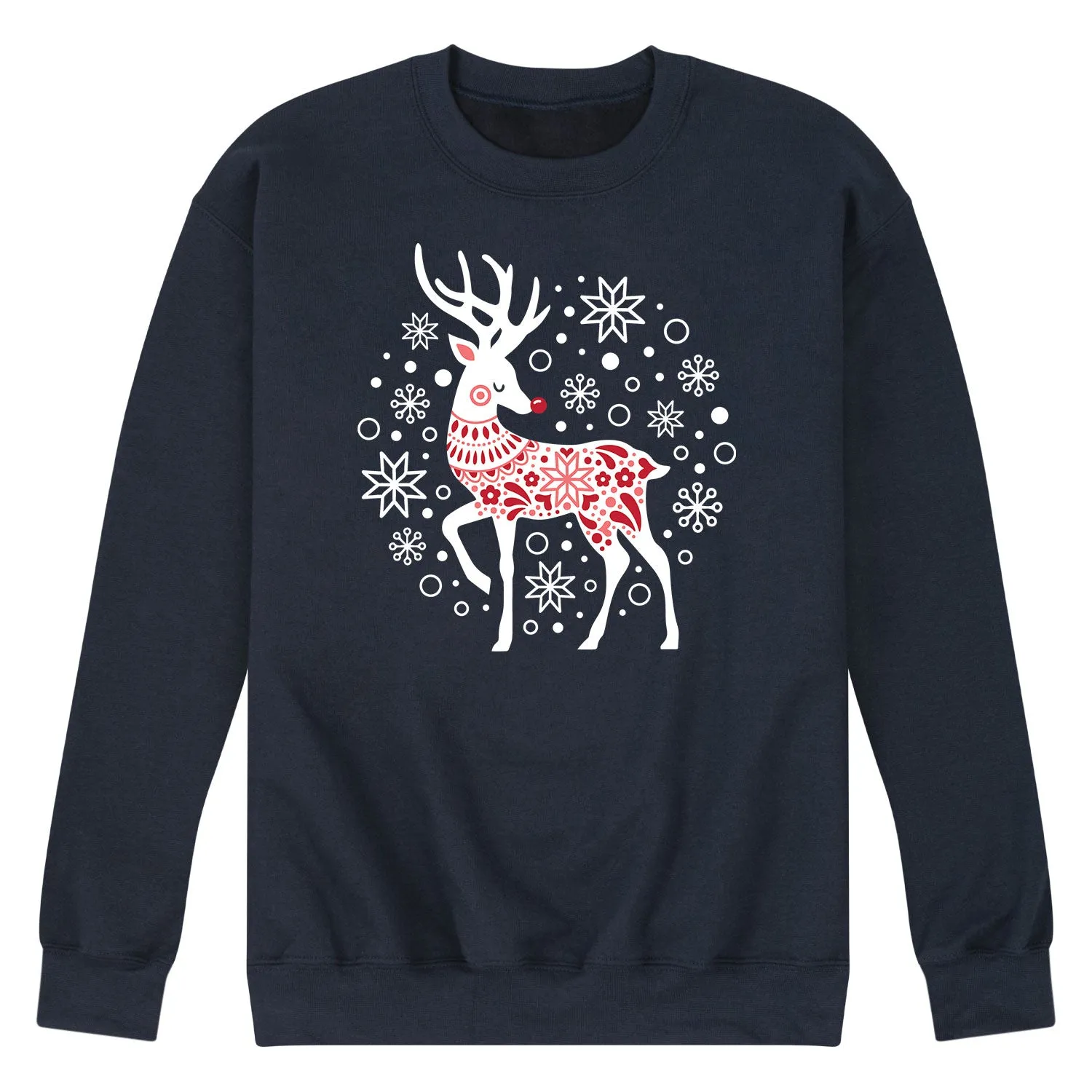 Instant Message - Scandinavian Reindeer - Men's Long Sleeve Crew Fleece Sweatshirt sold by Zulily