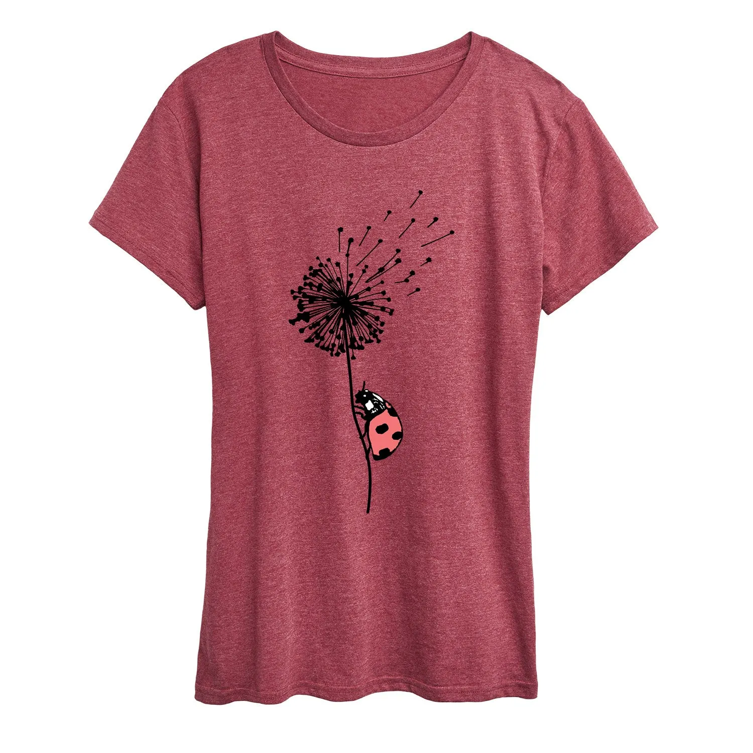 Instant Message - Ladybug On Dandelion - Women's Short Sleeve Graphic T-Shirt sold by Zulily