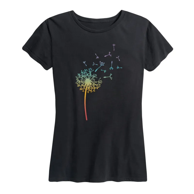 Instant Message - Rainbow Dandelion - Women's Short Sleeve Graphic T-Shirt sold by Zulily
