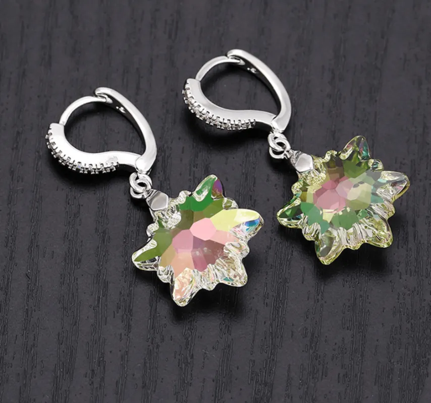 callura Limited Edition Crystal Luminous Green Snowflake Drop Earrings with Swarovski Crystals sold by Zulily