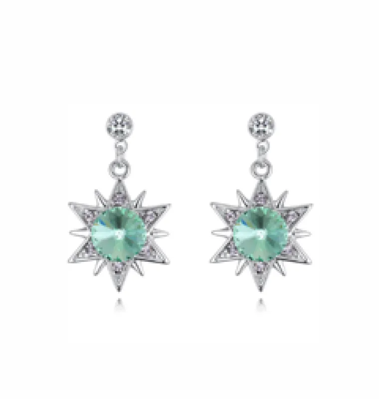 callura Green Starburst Drop Earrings with Swarovski Crystals sold by Zulily