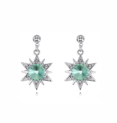 callura Green Starburst Drop Earrings with Swarovski Crystals sold by Zulily