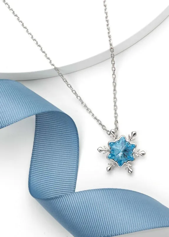 Aqua Swarovski Crystal Necklace – Crystal Snowflake Pendant Necklace sold by Zulily