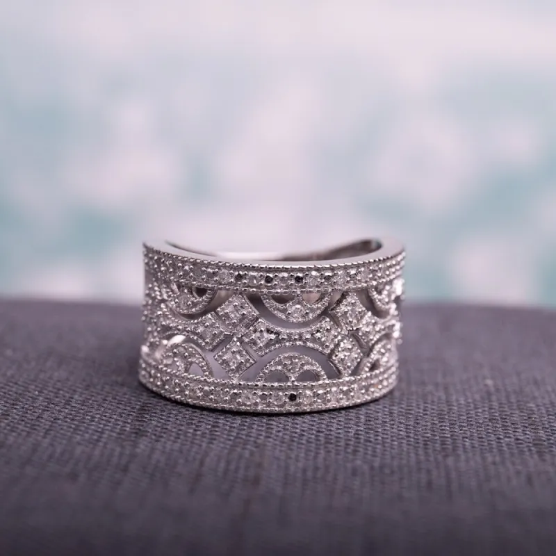 Miadora Sterling Silver 1/4ct TDW Vintage Diamond Anniversary Band sold by Zulily