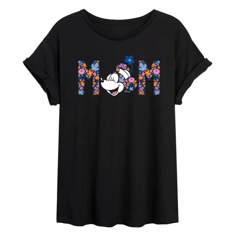 Disney - Mom Minnie Florals - Women's Oversized Graphic T-Shirt made by Disney