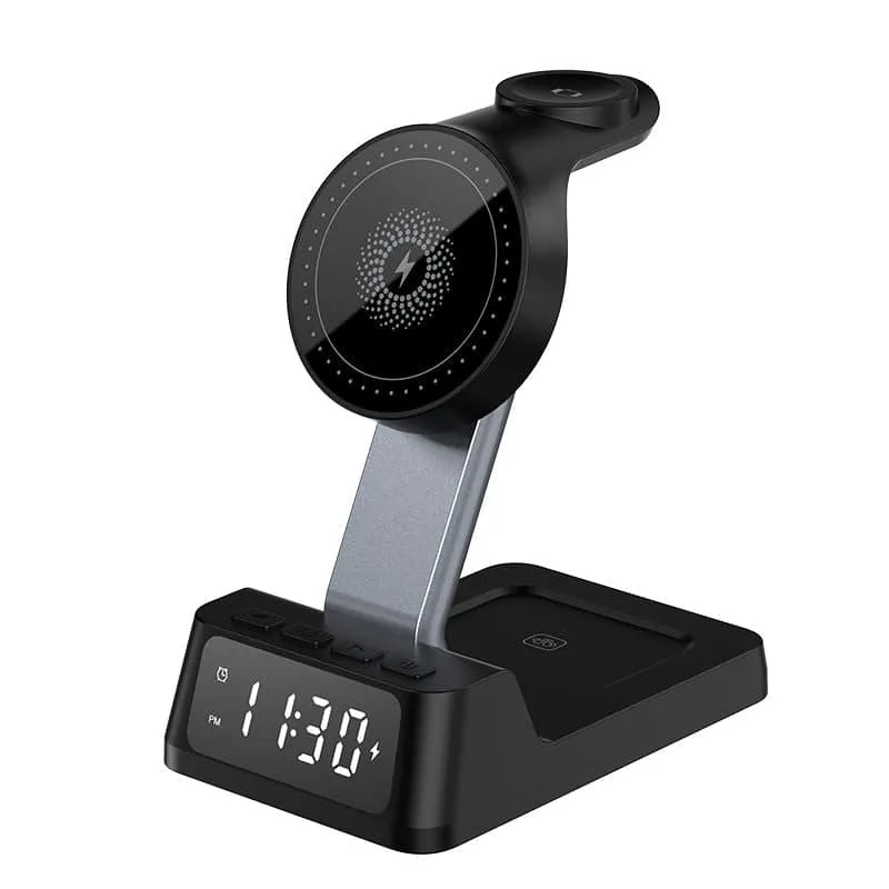 Infinite Basics 4-in-1 Wireless Charging Station with Alarm Clock – Fast Charging Stand for Phone, Watch & Earbuds sold by Zulily