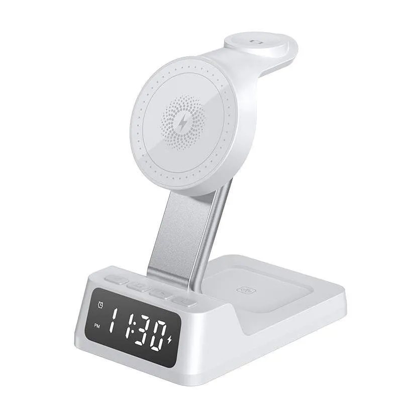 Infinite Basics 4-in-1 Wireless Charging Station with Alarm Clock – Fast Charging Stand for Phone, Watch & Earbuds sold by Zulily
