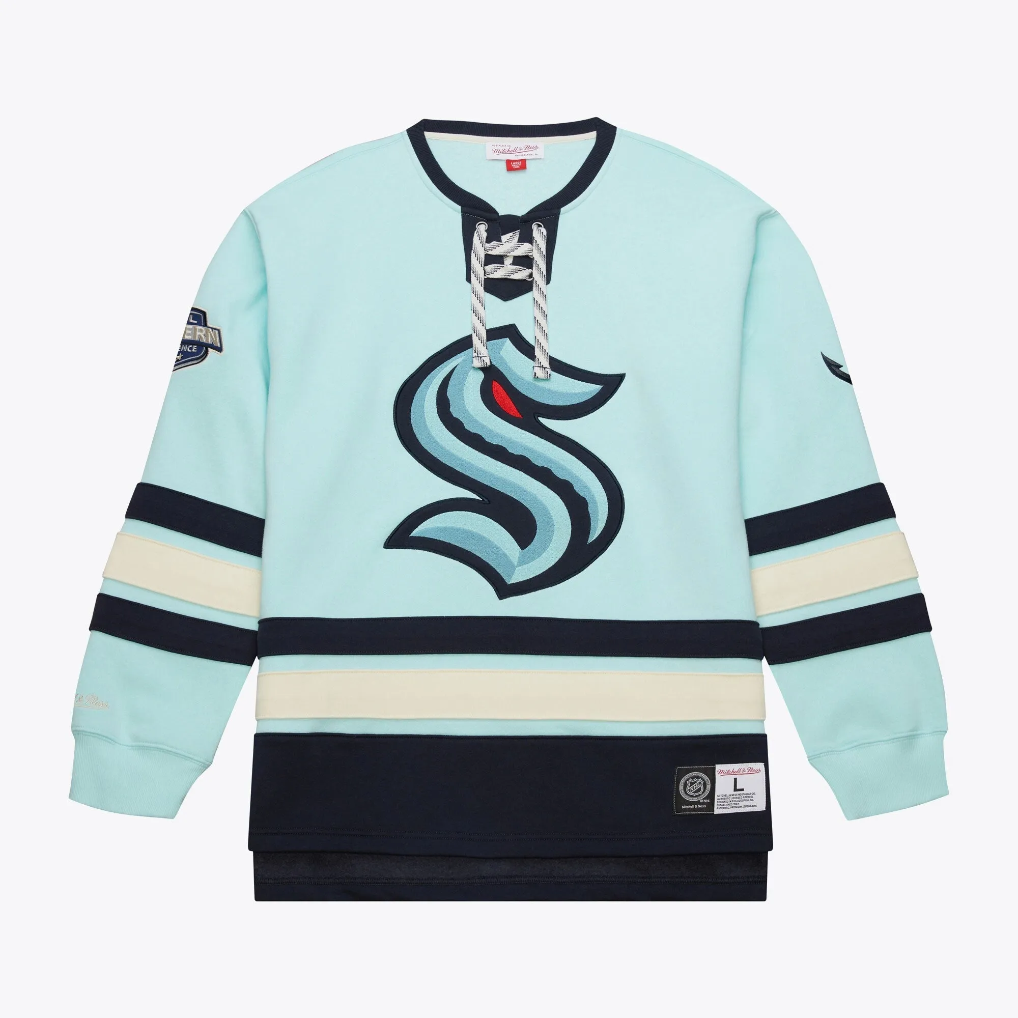 Men's Mitchell & Ness Nhl Heritage Lace-Up Crew Current Logo Kraken sold by Zulily
