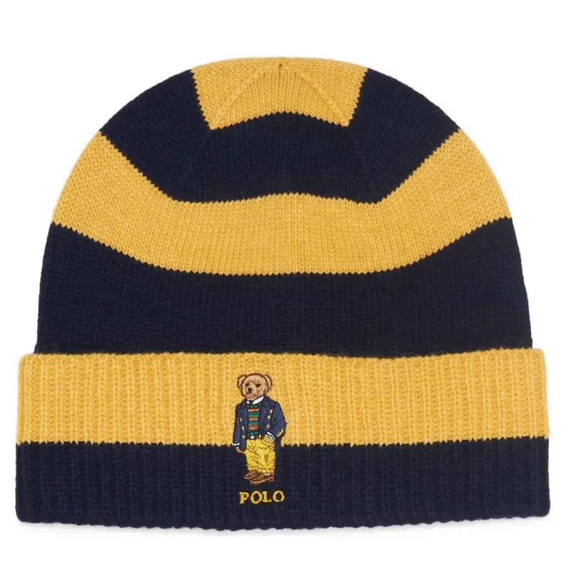Men's Polo Ralph Lauren Rugby Stripe Bear Beanie made by Polo by Ralph Lauren