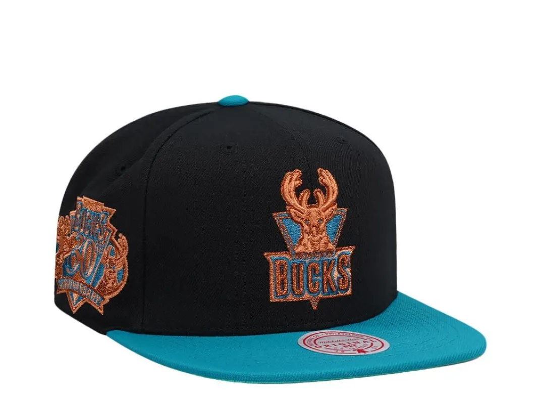 Men's Mitchell & Ness NBA Make Cents Snapback Hwc Bucks - Black-Teal sold by Zulily