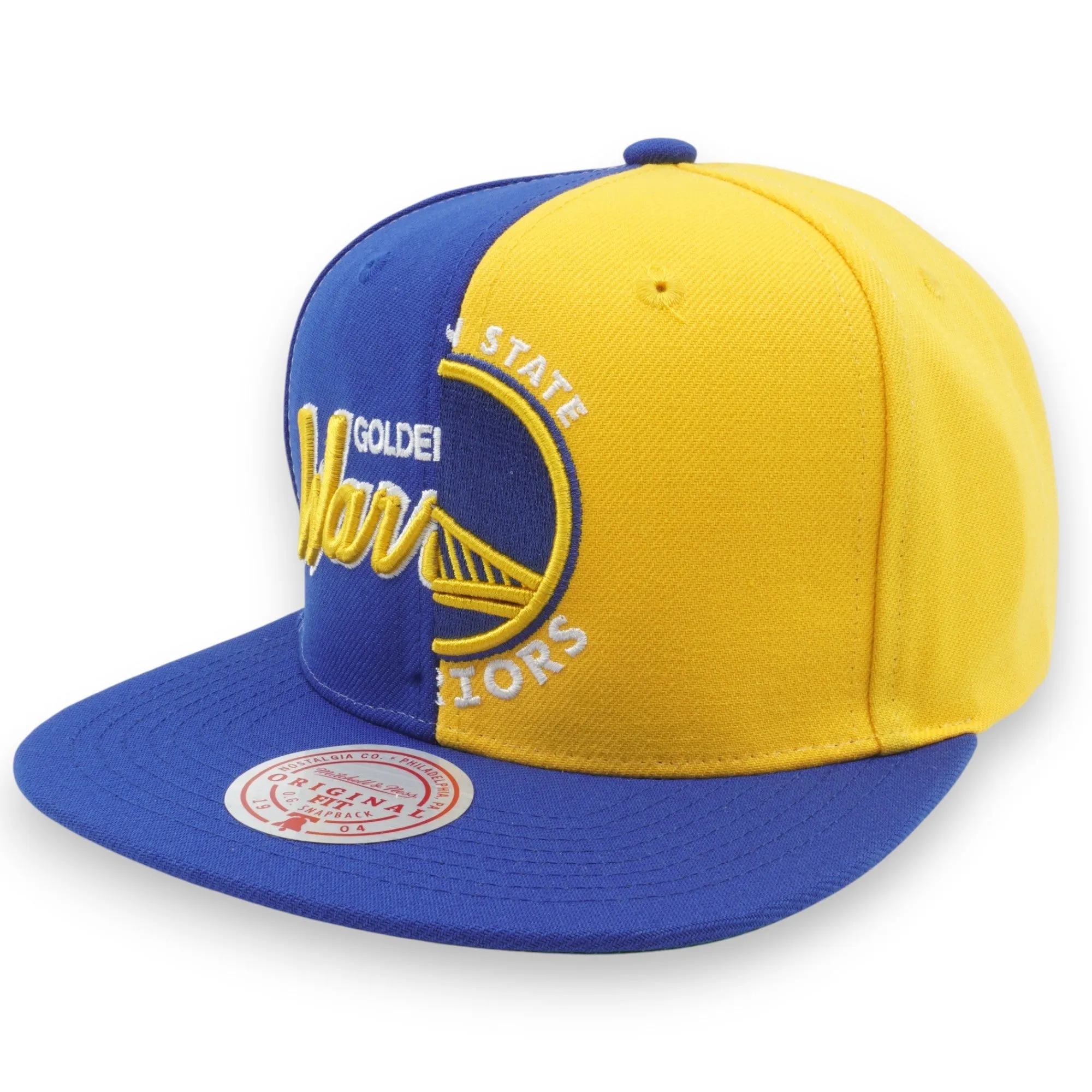 Men's Mitchell & Ness NBA Split Crown Snapback Warriors sold by Zulily