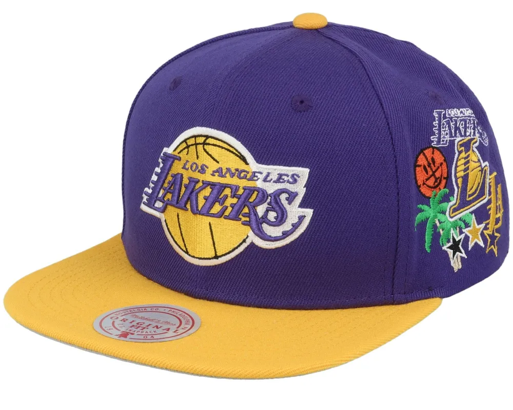 Men's Mitchell & Ness NBA Patch Overload Snapback Lakers - Purple-Yellow sold by Zulily