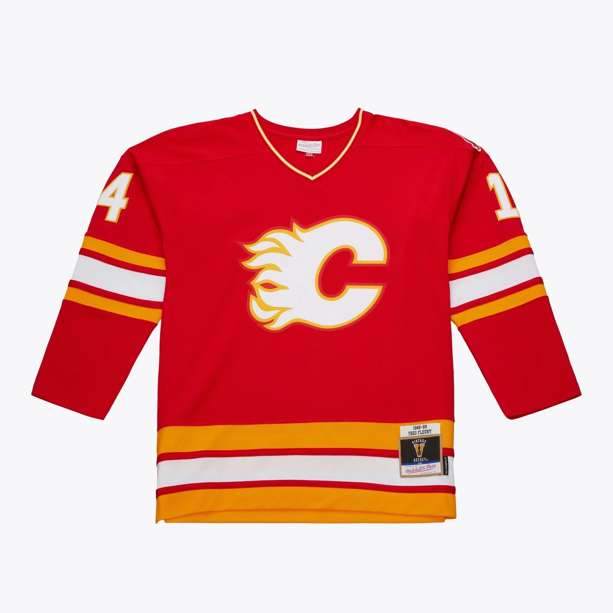 Men's Mitchell & Ness Nhl Dark Jersey Flames 1988 Theo Fleury sold by Zulily