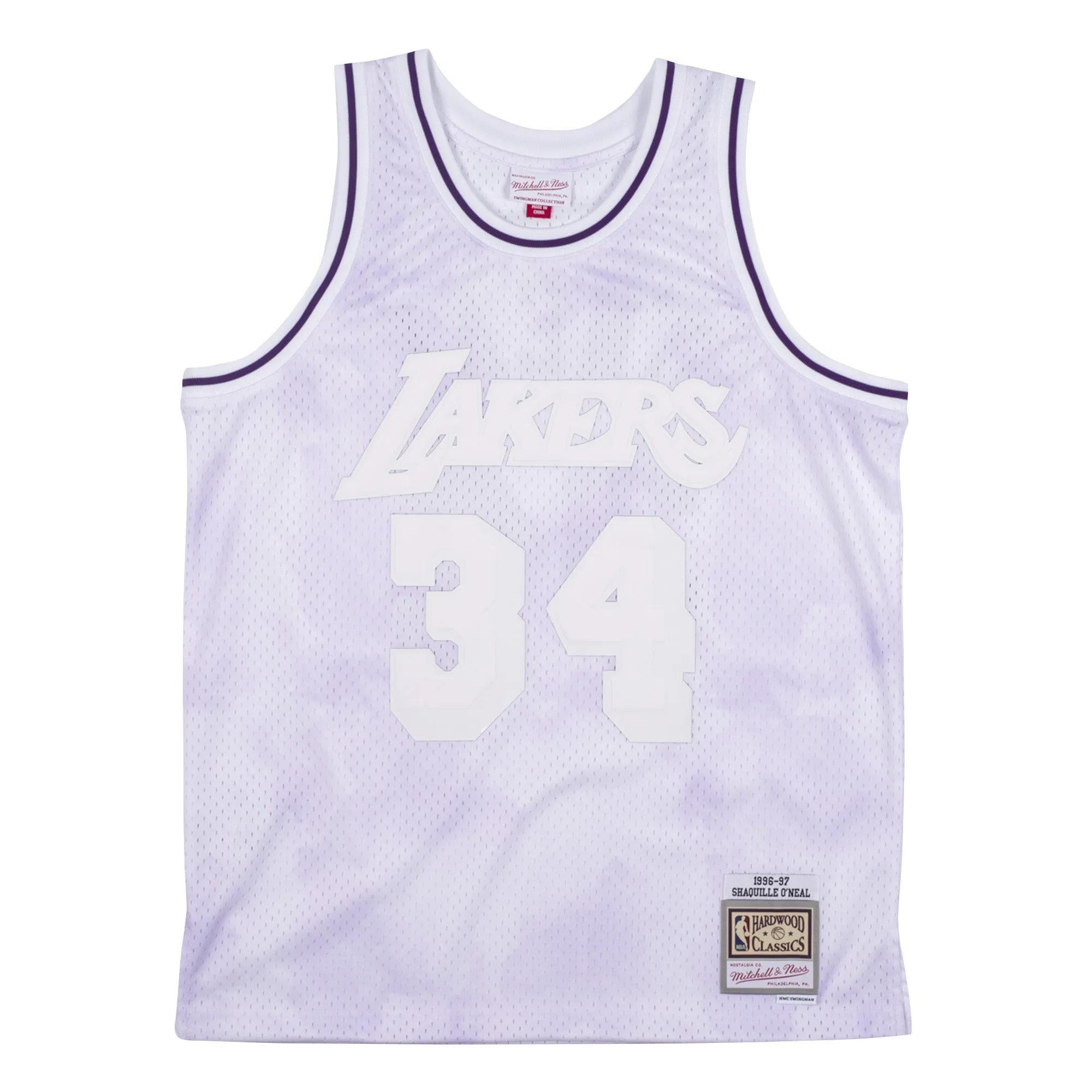 Men's Mitchell & Ness NBA Cloudy Skies Swingman Jersey La Lakers 1996 Shaq sold by Zulily