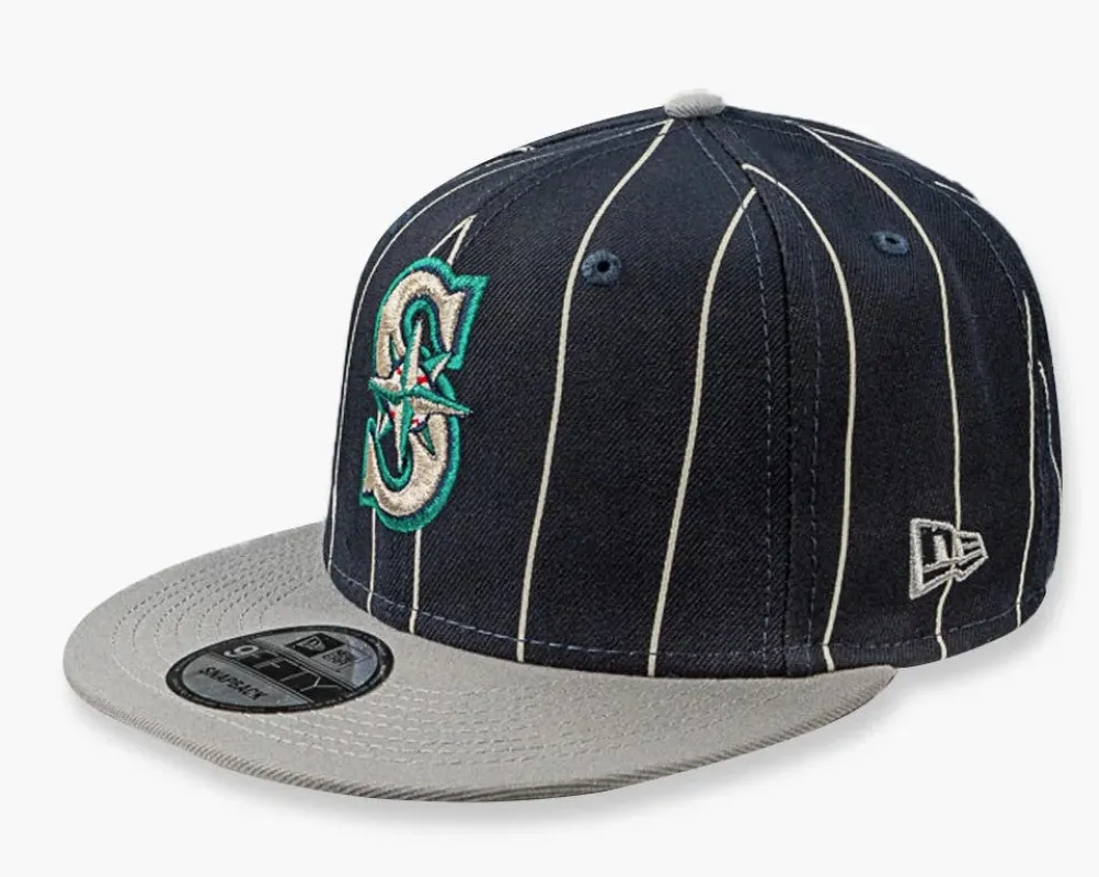 Men's New Era MLB Seattle Mariners 950 Snapback 'Pinstripes'-Navy/Gray made by New Era