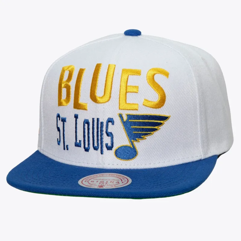 Men's Mitchell & Ness Nhl Toss Up Snapback Vntg Blues - White made by Mitchell & Ness
