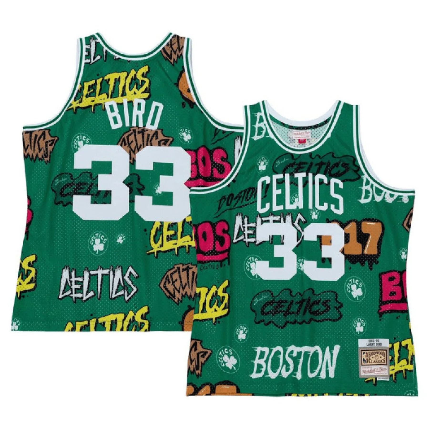 Men's Mitchell & Ness Slap Sticker Swingman Jersey Celtics 1985 Larry Bird sold by Zulily