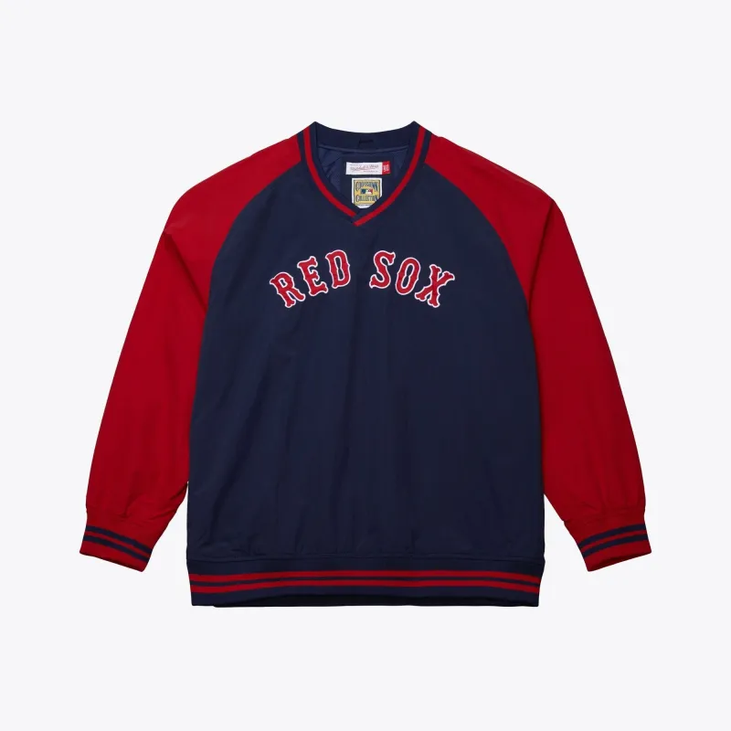 Men's Mitchell & Ness MLB Nylon Pullover Jacket Vintage Logo Red Sox made by Mitchell & Ness