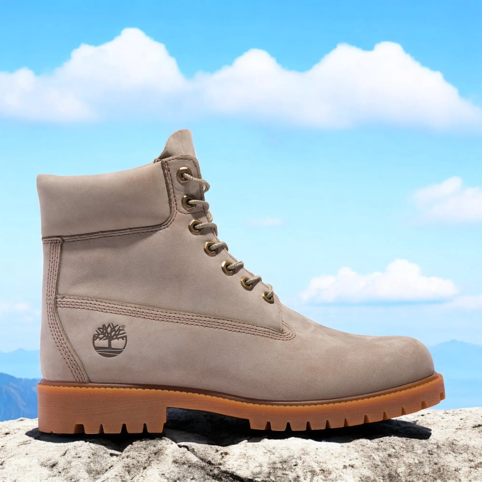 Men's Timberland 6 Inch Premium Boot 'Light Taupe Nubuck' sold by Zulily