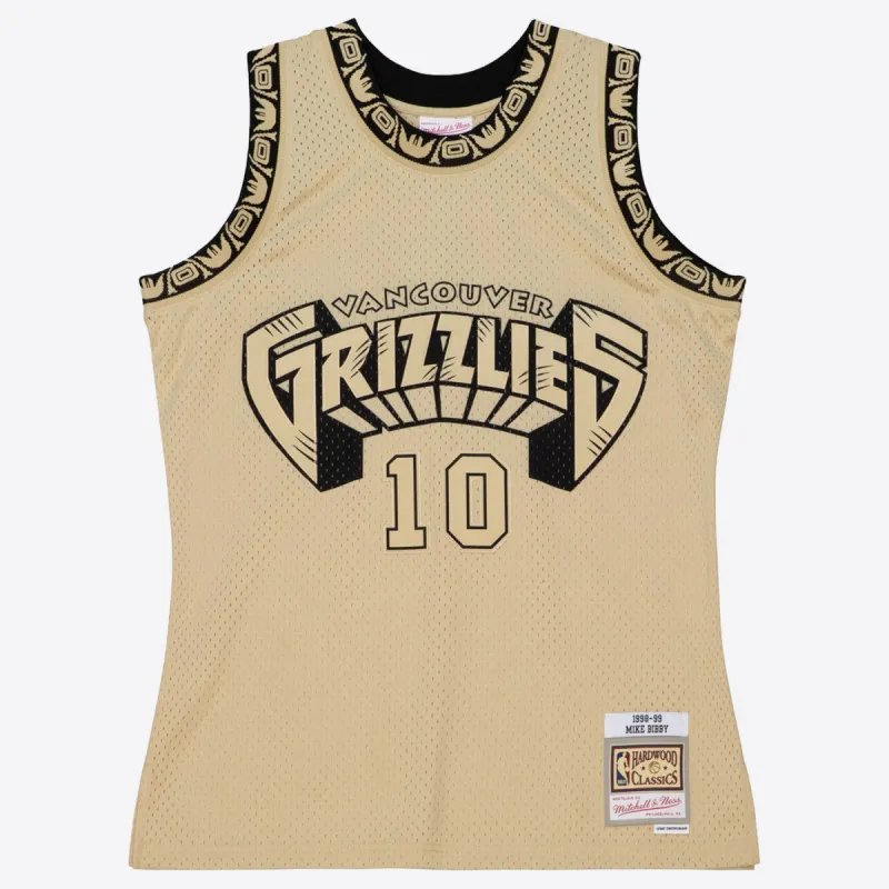 Men's Mitchell & Ness Khaki Black Swingman Jersey Grizzlies 1998 Mike Bibby sold by Zulily