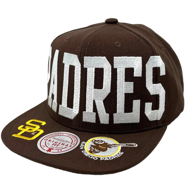 Men's Mitchell & Ness MLB Big Text 1 Snapback Coop Padres - Brown sold by Zulily