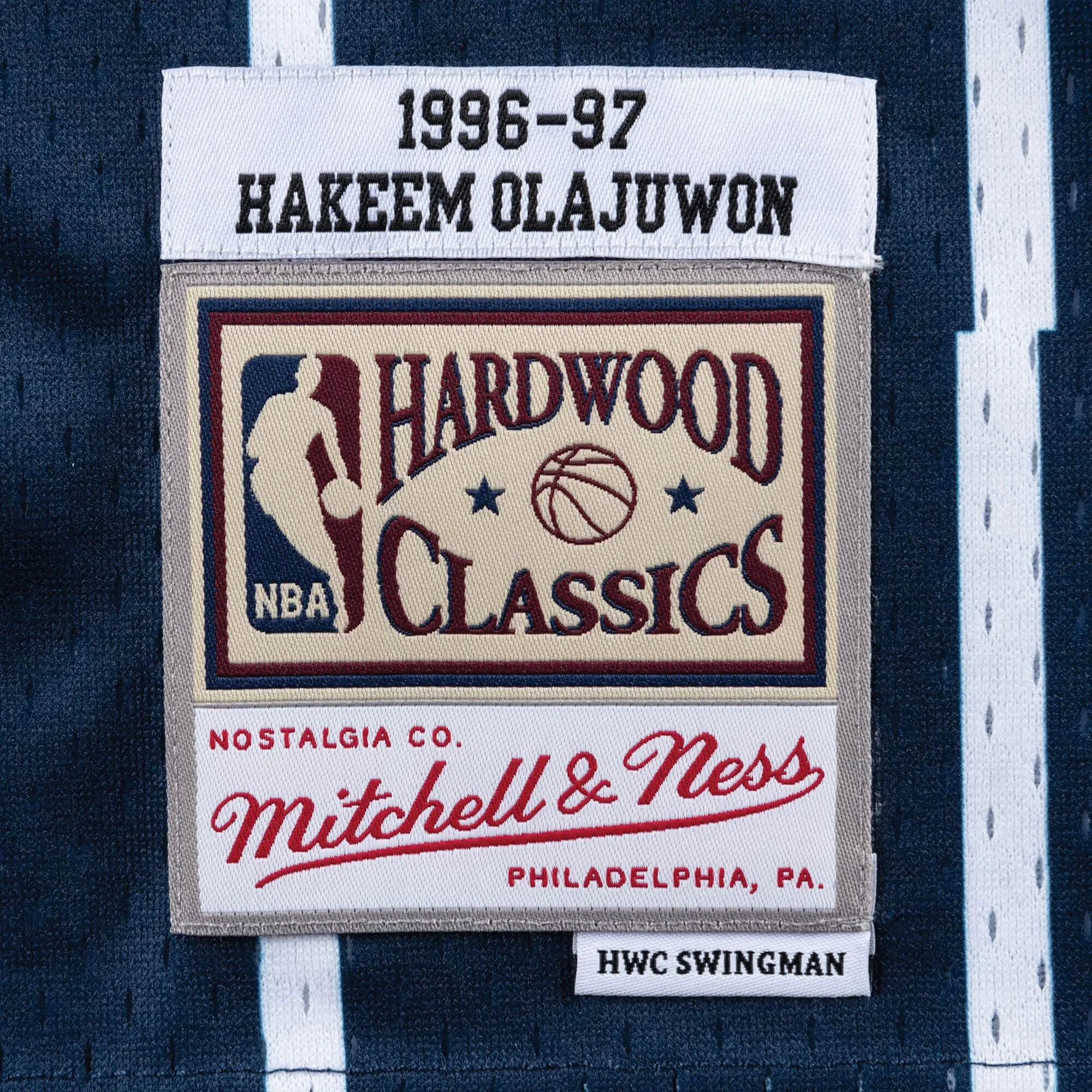 Men's Mitchell & Ness NBA Swingman Road Jersey Rockets 96 Hakeem Olajuwon sold by Zulily product image thumbnail 3