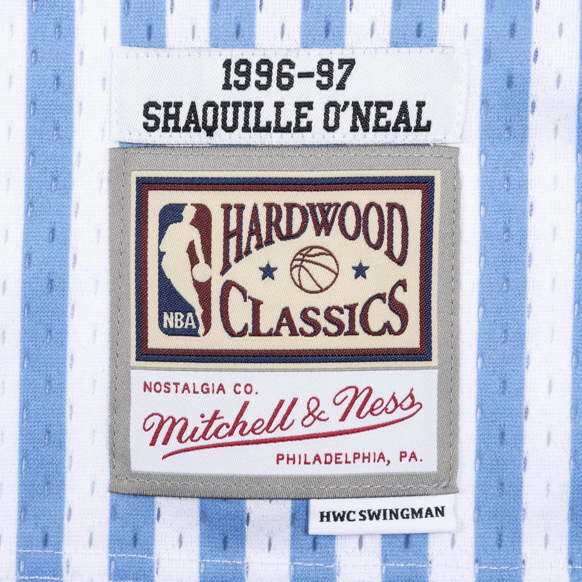 Men's Mitchell & Ness NBA Striped Swingman Jersey 1996 La Lakers Shaquille O'Neal sold by Zulily product image thumbnail 3