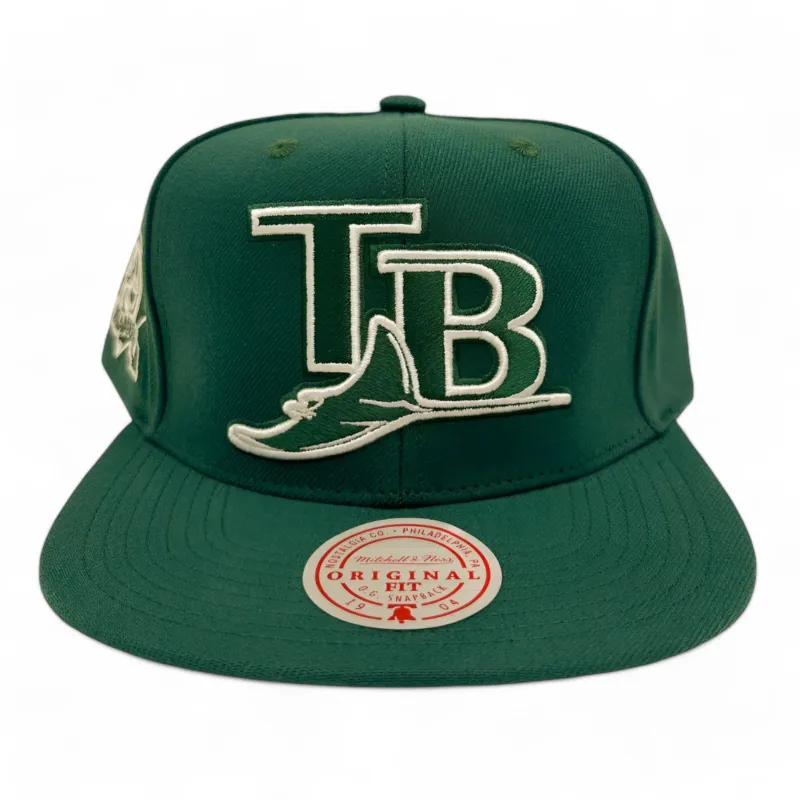 Men's Mitchell & Ness MLB Back To Basics Snapback Coop Rays - Green made by Mitchell & Ness