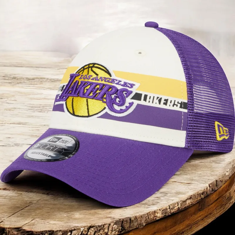 Men's New Era NBA 940 Stripes E1 Trucker Snapback - La Lakers sold by Zulily