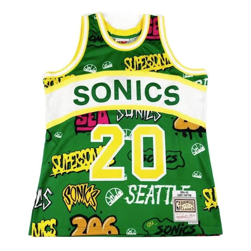 Men's Mitchell & Ness Slap Sticker Swingman Jersey Supersonics 1998 Gary Payton sold by Zulily
