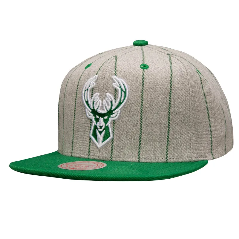 Men's Mitchell & Ness NBA Gray Pin Pop Snapback Bucks sold by Zulily