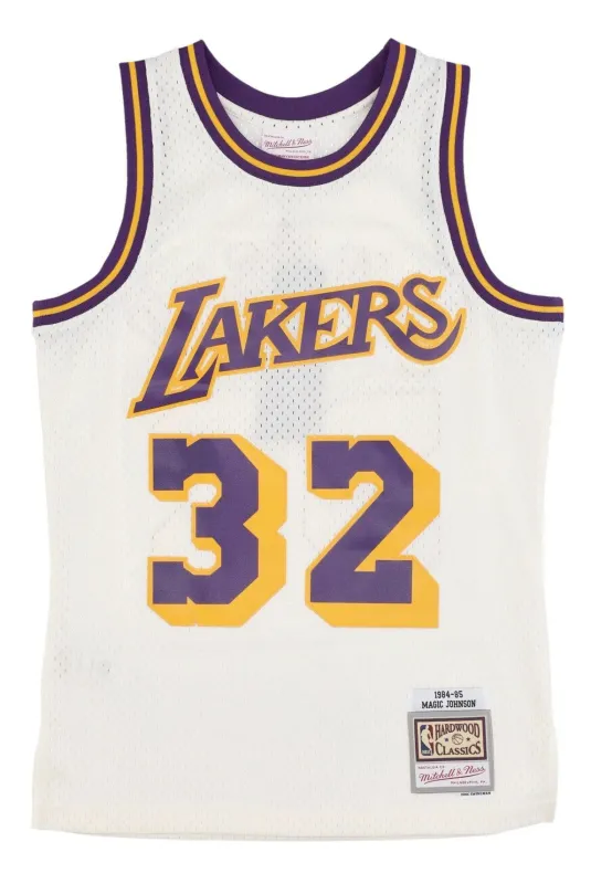 Men's Mitchell & Ness Cream Team Color Swingman Jersey Lakers 1984 Magic Johnson sold by Zulily