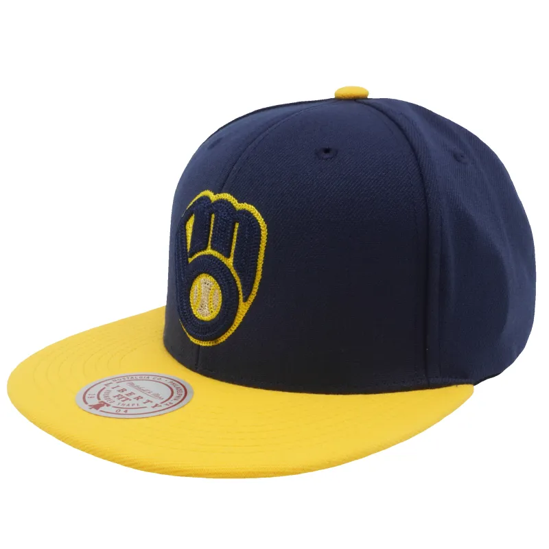 Men's Mitchell & Ness MLB Jump Off Snapback Brewers - Blue sold by Zulily