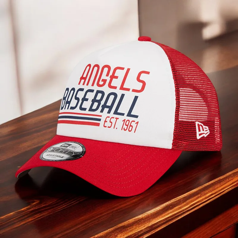 Men's New Era MLB 940 Stacked A-Frame Trucker Adjustable - La Angels made by New Era