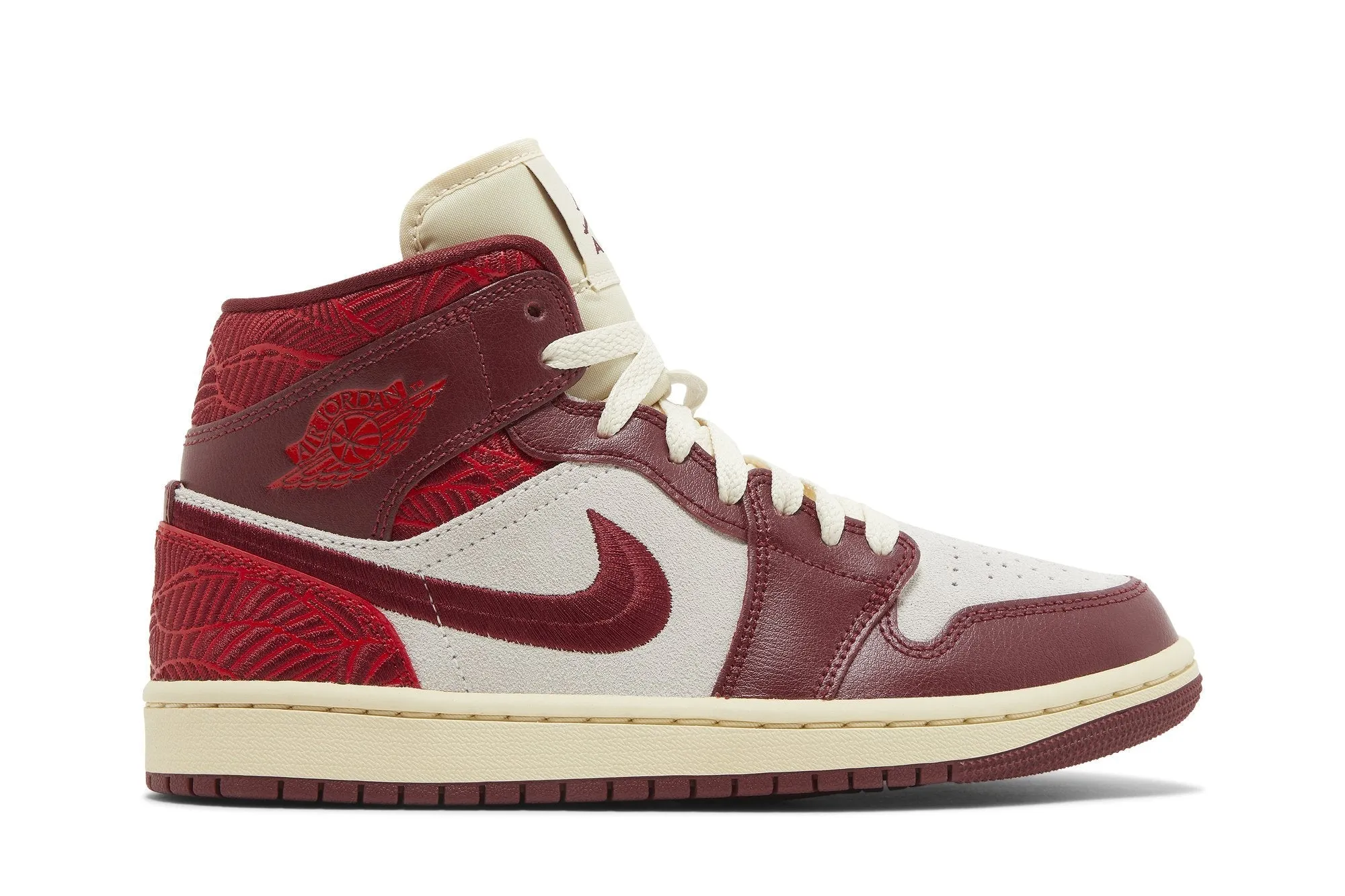 Women's Air Jordan Retro 1 Mid Se 'Tiki Leaf Team Red' sold by Zulily