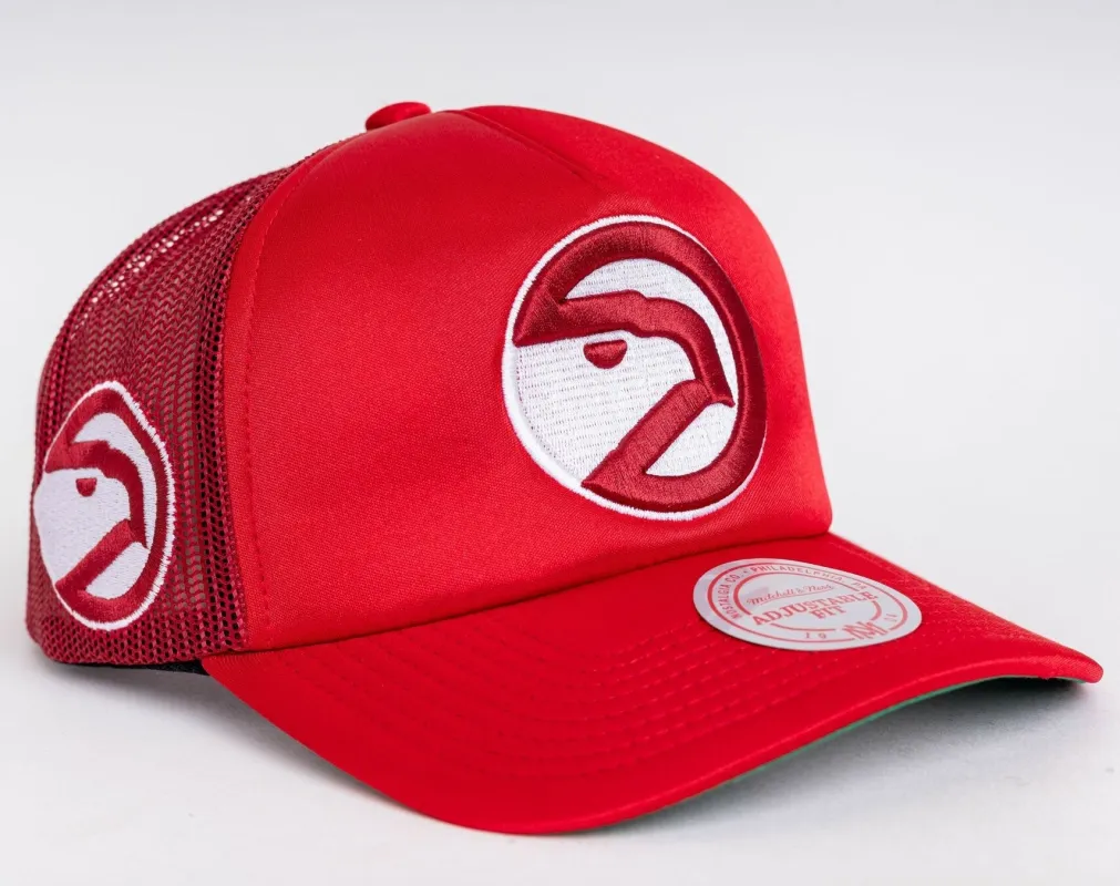 Men's Mitchell & Ness NBA Logo Remix Trucker Snapback Hwc Hawks - Red made by Mitchell & Ness